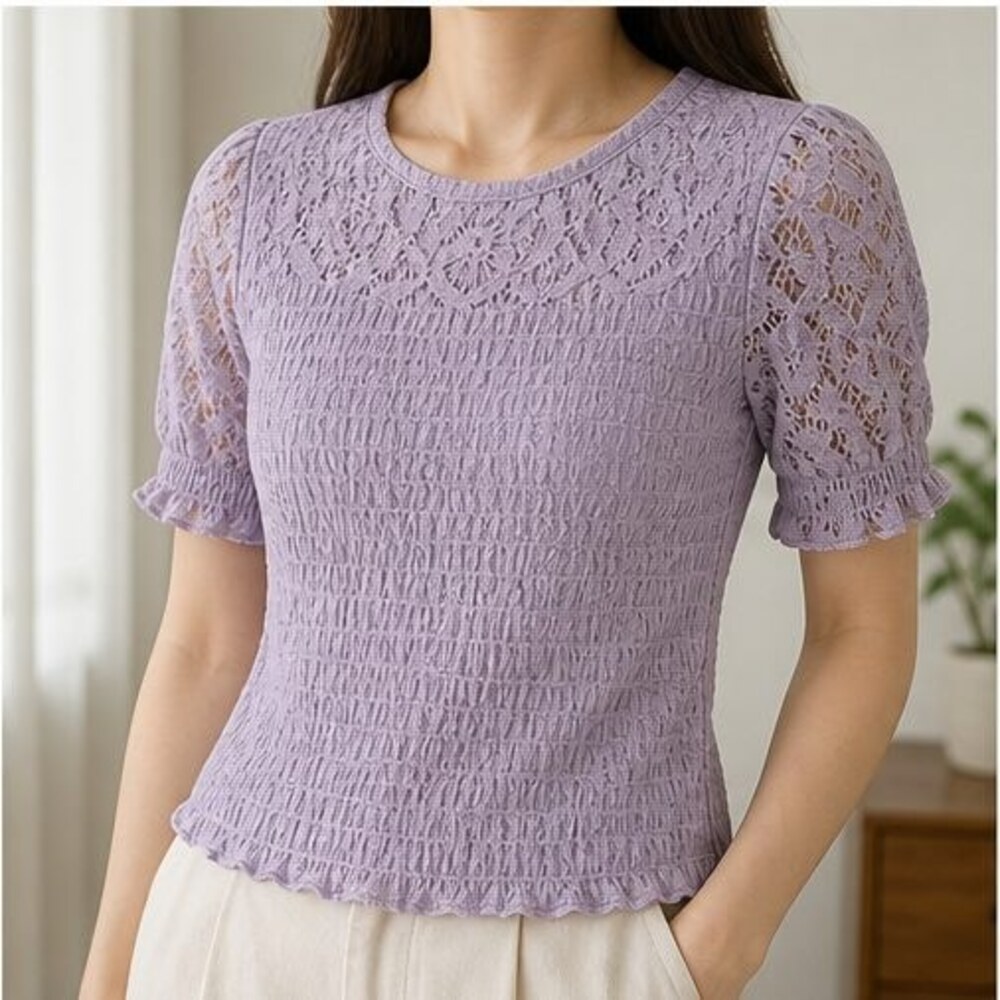 Lilac Ruffle Blouse - Picture 2 of 6